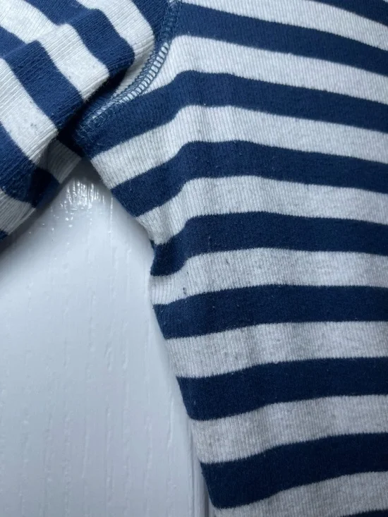 Y2K Vintage Abercrombie & Fitch Women’s Blue & White Striped Henley Size Large - Picture 5 of 16